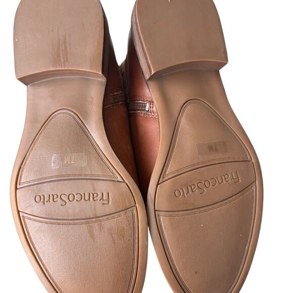 Franco Sarto Boots Womens 7M Horrace Ankle Booties Brown Leather Cuban Heels Zip - Picture 3 of 7